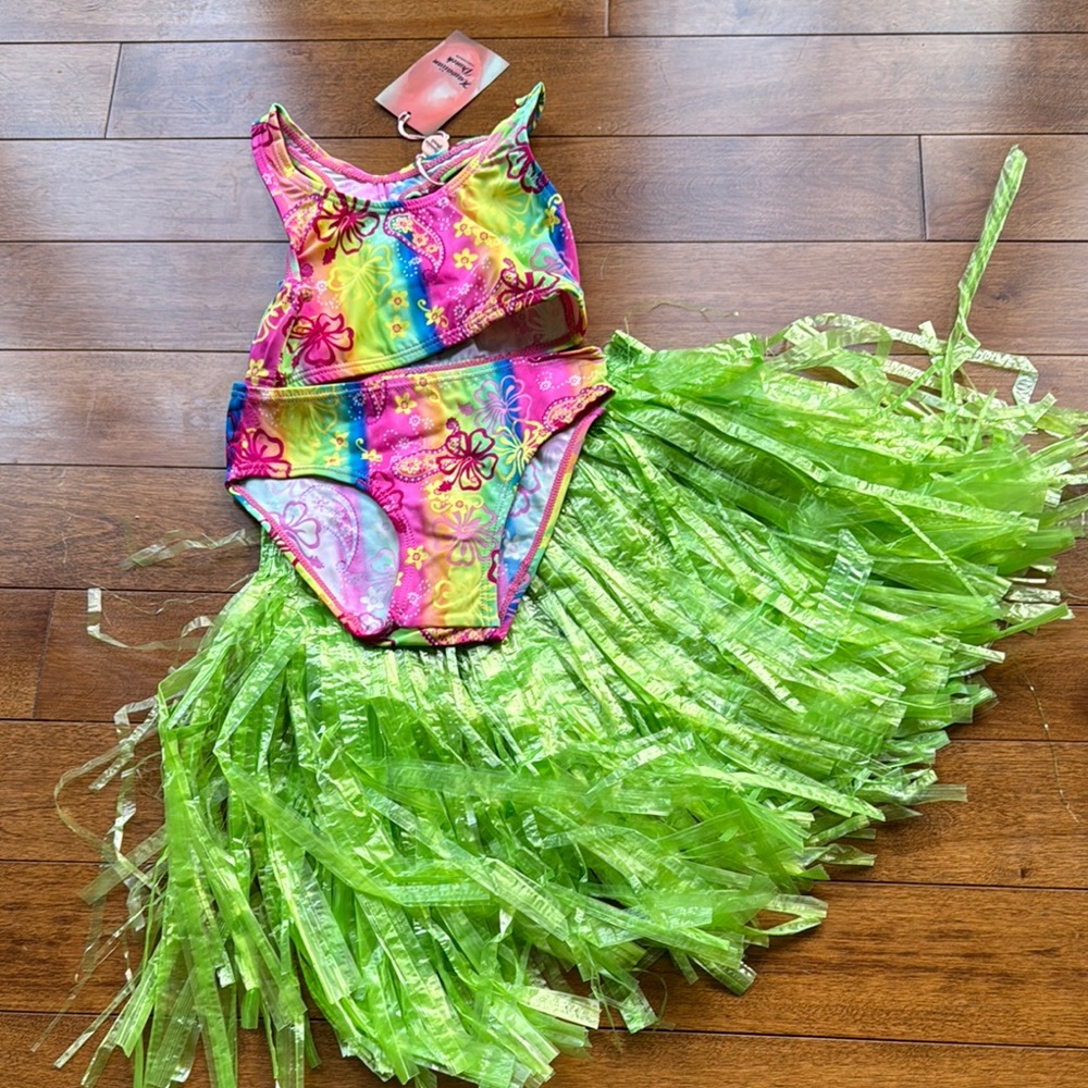 Colorful Kids Hawaiian 3pc Bikini Set